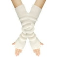 thumbnail image 1 of MSJUHEG Gloves Fingerless Gloves Work Gloves Winter Gloves Solid Color Knitted Fingerless Gloves With Thumb Hole Unisex Warm Gloves Winter Gloves Men White One Size, 1 of 3