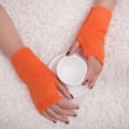 thumbnail image 1 of MSJUHEG Gloves Fingerless Gloves Work Gloves Winter Gloves Women Girl Knitted Arm Fingerless Warm Winter Gloves Soft Warm Mitten Or Winter Gloves Men Orange One Size, 1 of 3