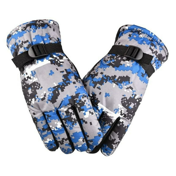 MSJUHEG Gloves Winter Gloves Men Winter Outdoor Wind Proof Glove Ski Riding Camouflage Warm Mountain Climbing Outdoor Mitten Ski Gloves for Women Blue One Size