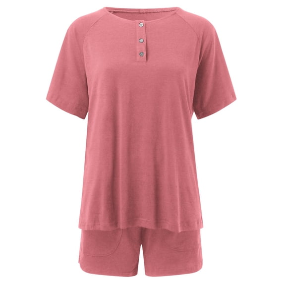 MSJUHEG Shorts Set,Workout Sets for Women Shorts,Shorts for Women,Wide Leg Jumpsuits for Women,Two Outfits For Sets Button Down Top Shorts Set Sweatsuits With Pockets,Women's Jumpsuits Hot Pink L