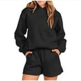 thumbnail image 1 of MSJUHEG Gym Shorts Women Hoodies For Women Women Solid Color 2 Piece Outfits Hoodie Short Set Oversized Sweatshirt Shorts Sweatsuit Pullover Fashion Casual Shorts Set Womens Hoodies Black M, 1 of 5