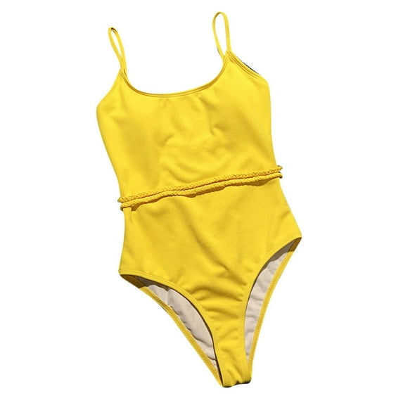 MSJUHEG Halter Swimwear,One Piece Swimsuits,Bathing Suit Monokini,Strapless Swimsuits for Women,High Waisted Bikini Sets for Women,Push Up Swimsuits for Women,Bathing Suit for Women Yellow L