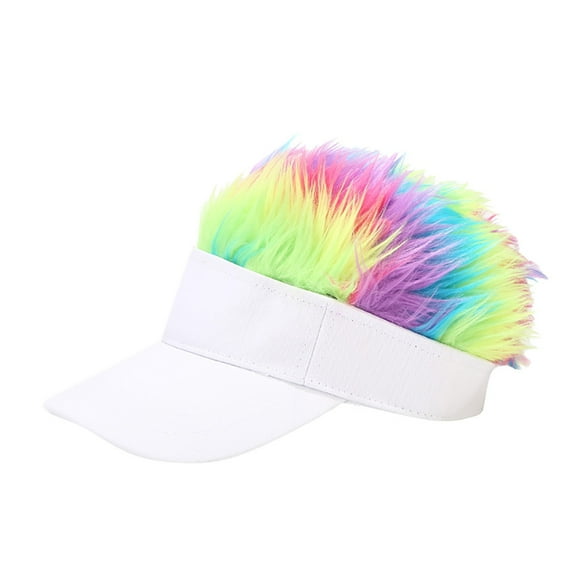MSJUHEG Hats For Men Bucket Hat Men And Women Multicolour Wig Peaked Cap Baseball Cap Head Scarf Wrap Cap Baseball Cap White One Size