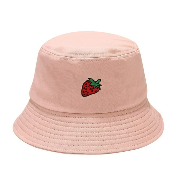 MSJUHEG Hats For Men Bucket Hat Unisex Adult Women Men Strawberry Print Fisherman Hat Sunscreen Outdoors Cap Baseball Cap Pink One Size
