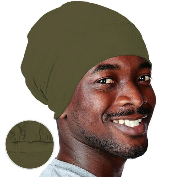 MSJUHEG Head Coverings,Turbans,Head Scarf,Hair Scarves,Chemo Hats,Double Layer Sleeping Cap Sets Head Cap Hot Elastic Wrap Head Cap Bonnet Army Green One Size