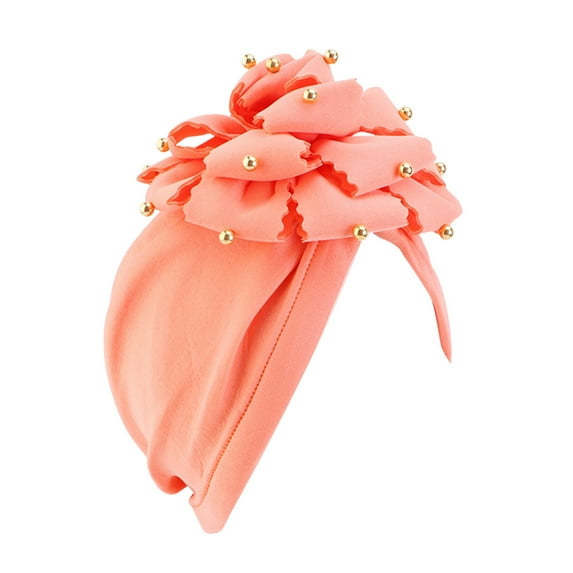 MSJUHEG Head Coverings for Women,Turbans for Women,Head Scarf,Hair Scarves for Women,Chemo Hats for Women,Head Scarf Hat Cap Turban Wrap Hats Headwear Orange One Size