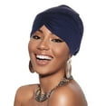 thumbnail image 1 of MSJUHEG Head Scarves for Chemo,Turbans,Hair Scarf,Chemo Headwear,Head Wraps,Cancer Head Hat Cap Ethnic Floral Hair Turban Headwear Turban Cap Pleated Hat Navy One Size, 1 of 4