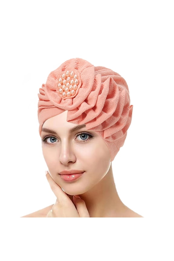 Head Scarves for Chemo,Turbans,Hair Scarf,Chemo Headwear,Head Wraps,Eid Al Fitr Season Flower Wrinkled Long Strip Headscarf Hat Headscarf Pink One Size