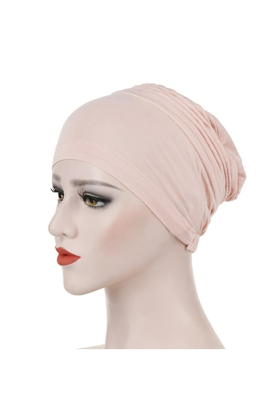 Head Scarves for Chemo,Turbans,Hair Scarf,Chemo Headwear,Head Wraps,Pleated Bottom Small Hat Silk Cotton Headscarf Hat Headscarf Pink One Size