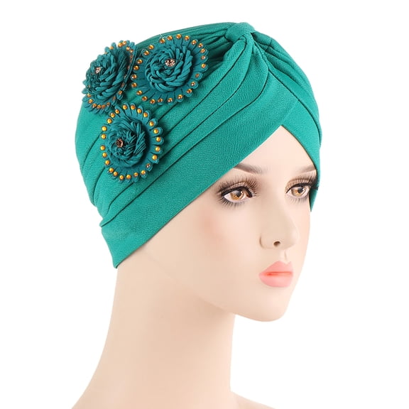 MSJUHEG Head Scarves for Chemo,Turbans,Hair Scarf,Chemo Headwear,Head Wraps,Turban Head Hat Wrap Cap Hair Cover Floral Turban Headwear Ethnic Cap Heardband Green One Size