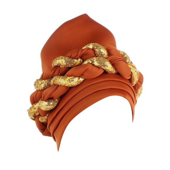 MSJUHEG Head Scarves for Chemo,Turbans,Hair Scarf,Chemo Headwear,Head Wraps,Twin Sequins Layer Exaggerated Headscarf Hat Matching Headscarf Hat Watermelon Red One Size