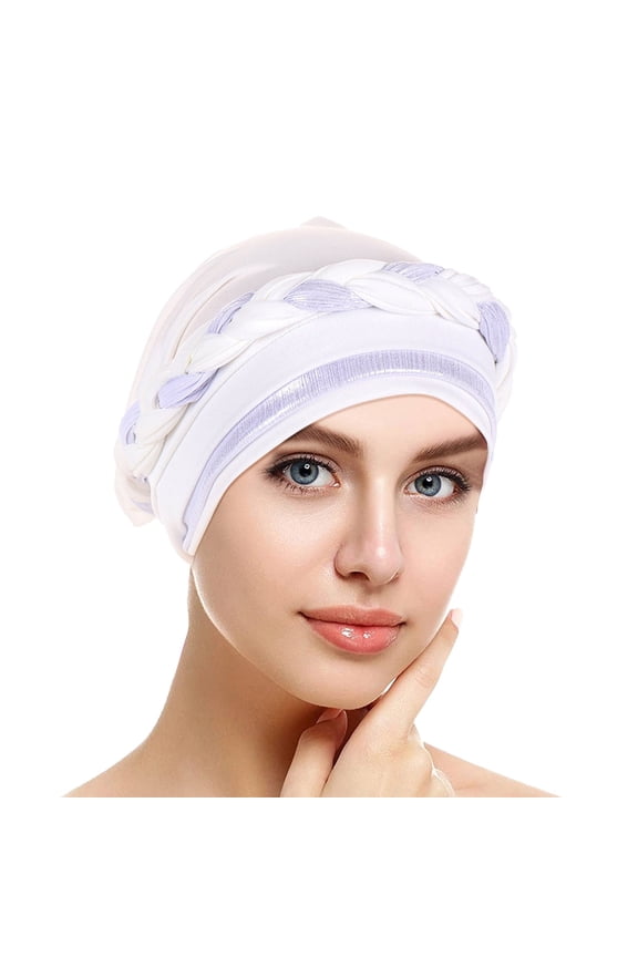 Head Scarves for Chemo,Turbans for Women,Hair Scarf,Chemo Headwear for Women,Head Wraps for Women,Braid Hat Muslim Ruffle Cancer Turban Wrap Cap White One Size