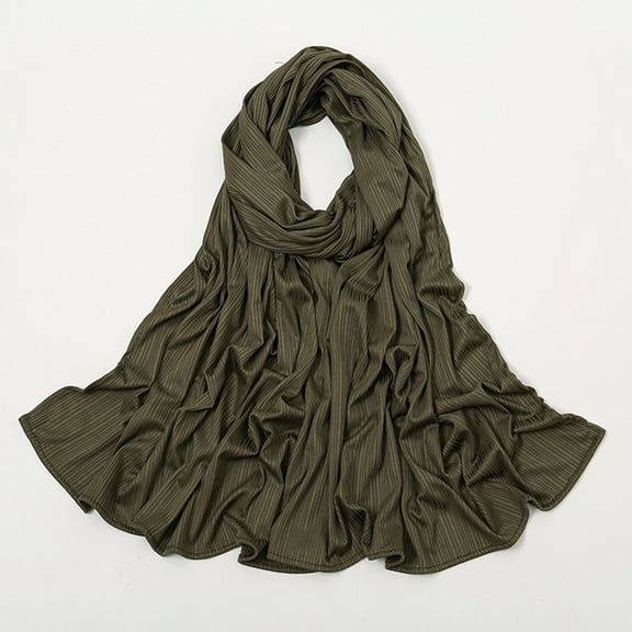 MSJUHEG Head Scarves for Chemo,Turbans for Women,Hair Scarf,Chemo Headwear for Women,Head Wraps for Women,Casual Simple Solid Multiknit Rib Muslim Hijab Army Green One Size