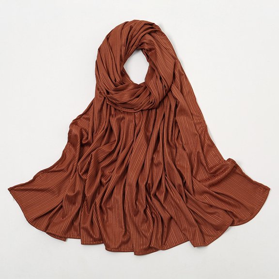 MSJUHEG Head Scarves for Chemo,Turbans for Women,Hair Scarf,Chemo Headwear for Women,Head Wraps for Women,Casual Simple Solid Multiknit Rib Muslim Hijab Brown One Size