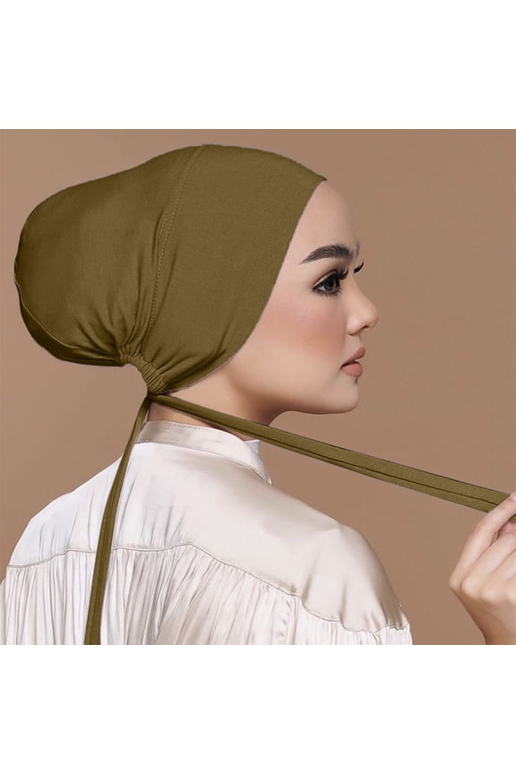 Head Scarves for Chemo,Turbans for Women,Hair Scarf,Chemo Headwear for Women,Head Wraps for Women,Casual Solid Multielastic Bottom Muslim Hijab Army Green One Size