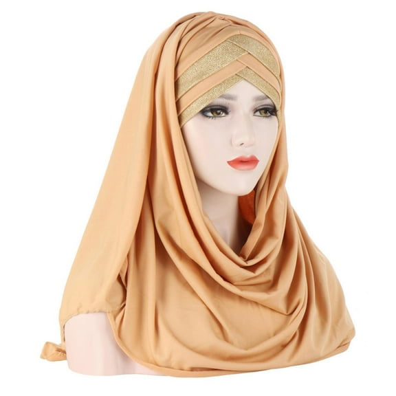 MSJUHEG Head Scarves for Chemo,Turbans for Women,Hair Scarf,Chemo Headwear for Women,Head Wraps for Women,Eid Al Fitr Colored Forehead Scarf Hat Headband Khaki One Size
