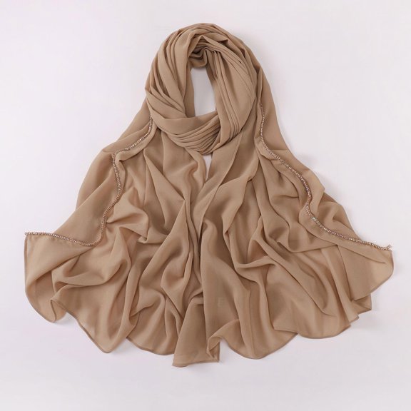 MSJUHEG Head Scarves for Chemo,Turbans for Women,Hair Scarf,Chemo Headwear for Women,Head Wraps for Women,Solid Color Crinkled Hat with Muslim Ethnic Hijab Khaki 1 A