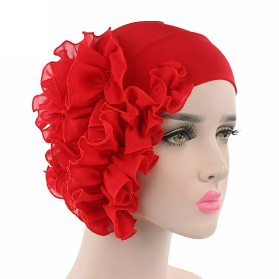 MSJUHEG Headband Hats for Women Baseball Cap Women Flower Cancer Chemo Hat Beanie Scarf Turban Head Wrap Cap Headband Rd Hats for Men Fascinators Hats for Women Polyester 1PC Hat Red One Size
