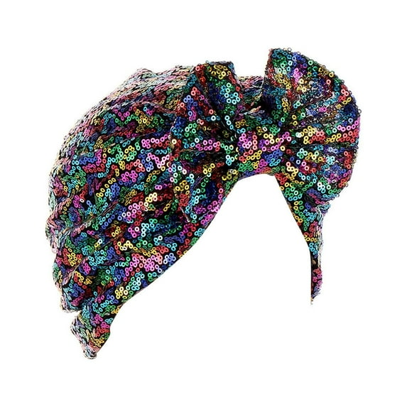 MSJUHEG Headband Hats for Women Baseball Cap Women Muslim Turban Hatbow Sequins Hair Bonnet Head Scarf Wrap Cover Hats for Men Fascinators Hats for Women Sequin 1PC Hat Multi-Color One Size