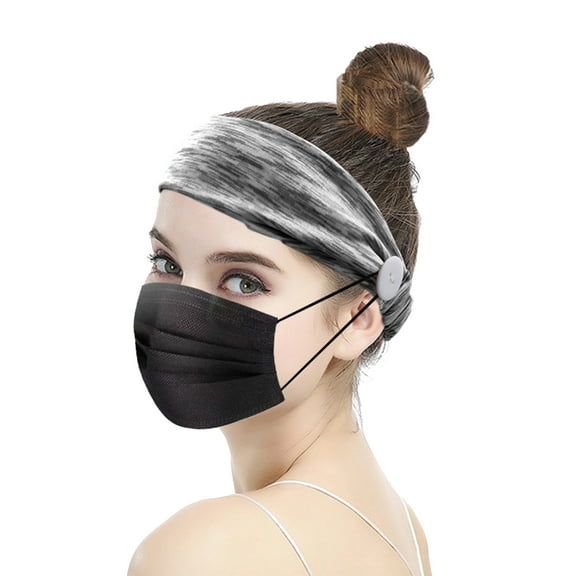 MSJUHEG Headbands,Boho Headbands,Head Scarf,Bandana,Head Bands's Hair Elastic,Headband Accessories Hair Elastic Yoga Button Running Turban Heardband Gray One Size