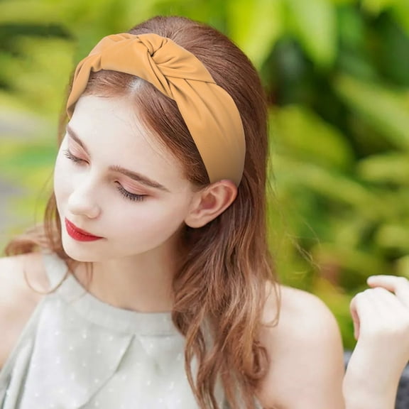 MSJUHEG Headbands,Tie Headband,Wire Headband,Boho Bandeau,Thick Headbands,Sweet Tie Hair Headband Head Knot Hoop Hair Hairband Hairpin Headband Yellow One Size