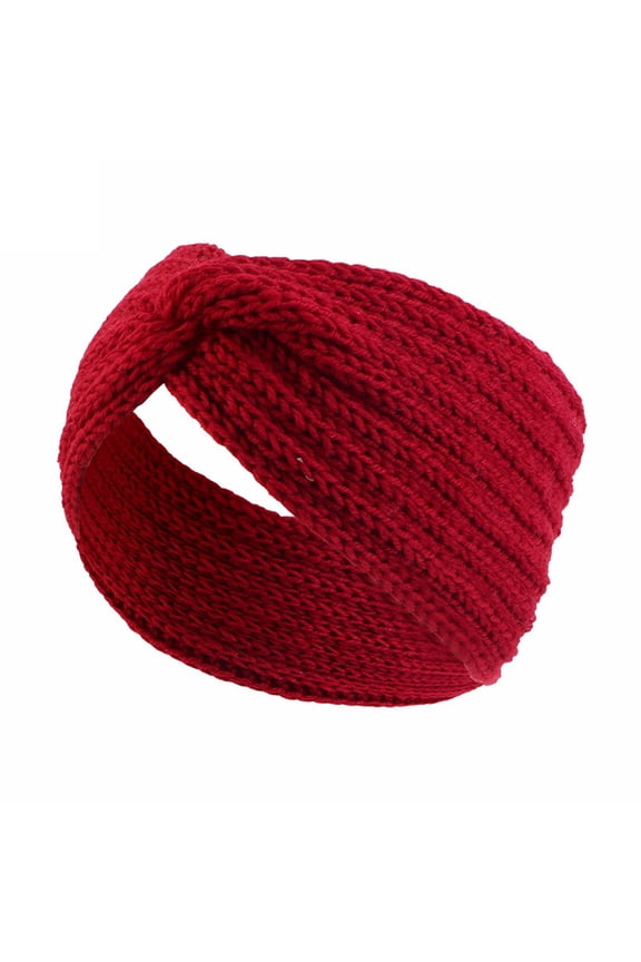 Headbands for Women,Tie Headband,Wire Headband,Boho Bandeau,Thick Headbands for Women,Knitted Headband Stylish Warm Knitted Headband in Solid Color Red One Size
