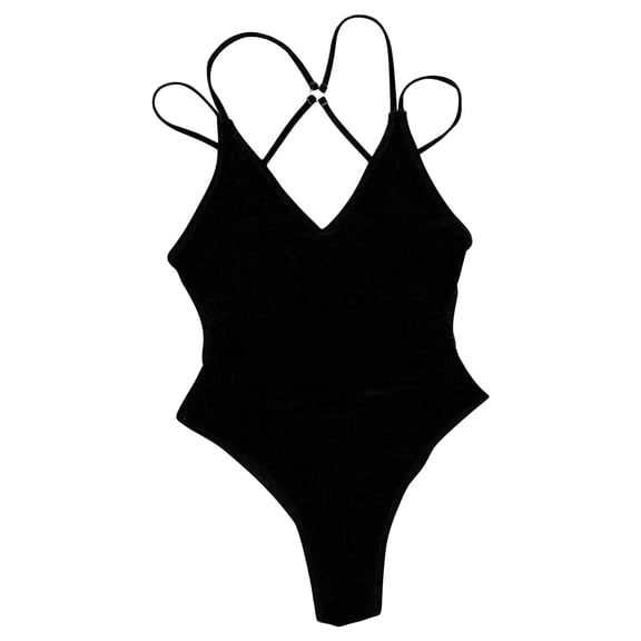 MSJUHEG High Cut Backless,Monokini,1 Piece Swimsuit,Plus Size Swimsuit for Women,Women's One-piece Swimsuits,One Piece Bathing Suit for Women,Strapless Bathing Suits Black S