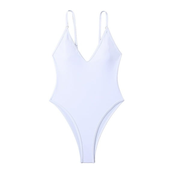 MSJUHEG High Cut Swimsuit,High Waist Bathing Suit,Tie Side,High Cut Backless,Strapless Bathing Suits,Swimsuits for Women 2025,Tummy Control Swimsuits for Women White L