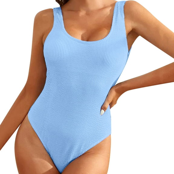 MSJUHEG High Waisted Bathing Suit,Women's One-piece Swimsuits,Tie Side,Push Up Bathing Suits for Women,Bathing Suit Monokini,Tummy Control Bathing Suits,Ruched Monokinis Blue S