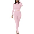 thumbnail image 1 of MSJUHEG Hoodies For Women Hoodies Womens High Waisted Workout Sets 2 Piece-Seamless Sports Pullover Tops Sweatsuit Zip Up Hoodie Women Pink L, 1 of 5