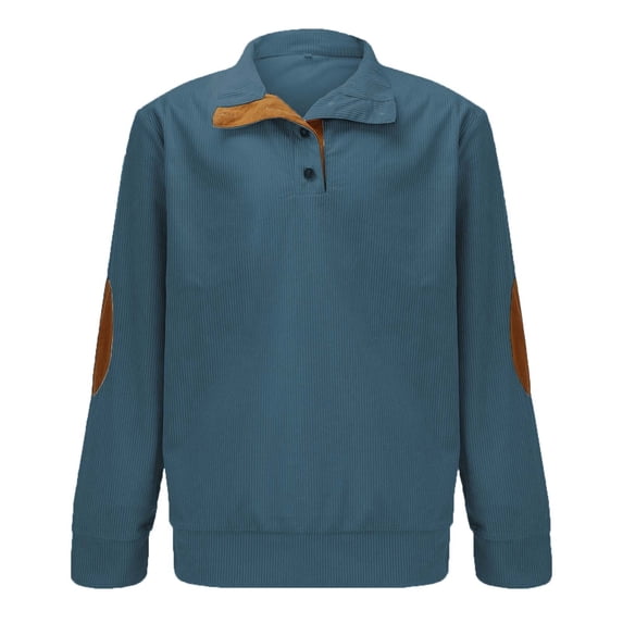 MSJUHEG Hoodies for Men Mens Hoodies Men's Fashion Spring and Autumn Casual Long Sleeve Button Solid Color Long Sleeve T Shirt Top Camo Hoodie Mens Sweater Light Blue L
