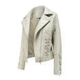 thumbnail image 1 of MSJUHEG Jackets For Women Leather Jacket Women High-Quality Zipper Casual Leather Soft Motorcycle Leather Jacket Coat Leather Jacket Women Beige Xxxl, 1 of 9