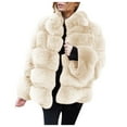 thumbnail image 1 of MSJUHEG Jackets For Women Leather Jacket Women Plus Size Short Faux Coat Warm Furry Fauxlong Jacket Sleeve Outerwear Leather Jacket Women Beige L, 1 of 7