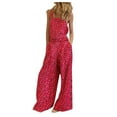 thumbnail image 1 of MSJUHEG Jumpsuits For Women Denim Jumpsuit For Women Floral Prints Straps Wide Leg With Pockets Vintage Jumpsuit Womens Jumpsuit Red S, 1 of 5