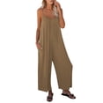 thumbnail image 1 of MSJUHEG Jumpsuits For Women Dressy Joggers For Women Women'S Loose Sleeveless Jumpsuits Strap Stretchy Long Pant Romper Jumpsuit With Pockets Jumpsuit Khaki Xxl, 1 of 5