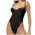 thumbnail image 1 of MSJUHEG Jumpsuits For Women One Piece Jumpsuit Pure Lace Pajamas Wireless Pajamas Women'S Silk Satin Sleepwear Shapewear Bodysuit Black Xl, 1 of 8