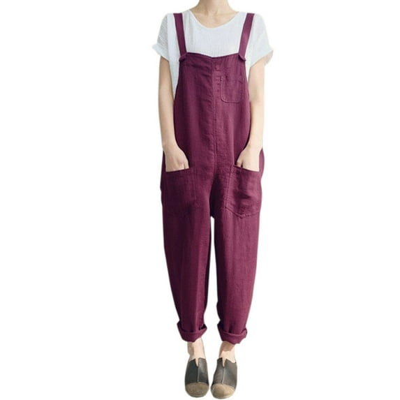 MSJUHEG Jumpsuits For Women One Piece Jumpsuits For Women Women Sleeveless Dungarees Loose Long Playsuit Party Jumpsuit Womens Jumpsuit Red S