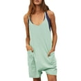 thumbnail image 1 of MSJUHEG Jumpsuits For Women One Piece Jumpsuits For Women Womens Sleeveless Rompers Loose Spaghetti Strap Shorts Jumpsuit With Pockets Womens Jumpsuit Army Green L, 1 of 8