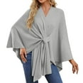 thumbnail image 1 of MSJUHEG Kimonos,Poncho Sweater Women,Cape Coat,Shawl Wraps,Wrap Cardigan,Elegant Shawl Soft Open Front Poncho Sweater for Fall Winter Gray One Size, 1 of 4