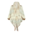 thumbnail image 1 of MSJUHEG Kimonos,Poncho Sweater Women,Cape Coat,Shawl Wraps,Wrap Cardigan,Fall Winter Striped Fringed Cape Furry Collar Knit Shawl Beige One Size, 1 of 3