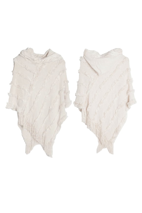 Kimonos,Poncho Sweater Women,Cape Coat,Shawl Wraps,Wrap Cardigan,Poncho with Tassels Knitted Shawl Scarf Fringed Wrap Sweater Pullover Cape for Women Beige One Size