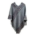 thumbnail image 1 of MSJUHEG Kimonos,Poncho Sweater Women,Cape Coat,Shawl Wraps,Wrap Cardigan,Vintage Exotic Winter Warm Pullover Tassel Shawl On Various Occasions Gray One Size, 1 of 3