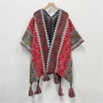 thumbnail image 1 of MSJUHEG Kimonos for Women,Poncho Sweater Women,Cape Coat for Women,Shawl Wraps for Women,Wrap Cardigan,Nationl Colourful Splice Poncho Knitted Shawl Scarf Hot Pink A, 1 of 4