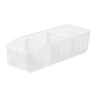 Bino Refrigerator, Freezer and Pantry Cabinet Storage Organizer Bin with Built-In Handle, Clear and Transparent Plastic Nesting Container for Home and