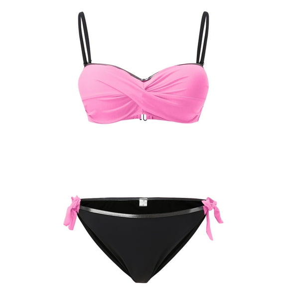 MSJUHEG Knot Front,Bathing Suits for Women,Womens Bikini,Bathing Suit for Women,Halter String,Thong String 2 Piece Bikini Set,2 Piece Bikini Sets Pink S