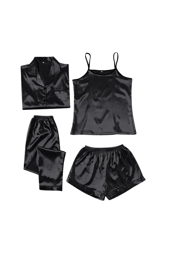 Ladies Pajamas Print Pjs Pajama Dress Camisole Pajama Set Tank Top Pajama Set Matching Pajamas for Couples Sleep Dress Cute Pajama Sets for Women Camisole Lounge Set Black L
