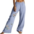 thumbnail image 1 of MSJUHEG Linen Pants for Womens Baggy Pants Women's Drawstring Linen Pants Cargo Capris for Women Linen Pants Women Barrel Pants High Elastic Waist Wide Leg Work Pants Women Blue 2XL, 1 of 8