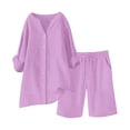thumbnail image 1 of MSJUHEG Linen Set Women Summer Sets Womens Matching Sets Summer 2 Piece Outfits Sweatsuit Shorts Pants Lounge Sets Pants Sets Women 2 Piece Outfits Womens Sets Pink L, 1 of 5