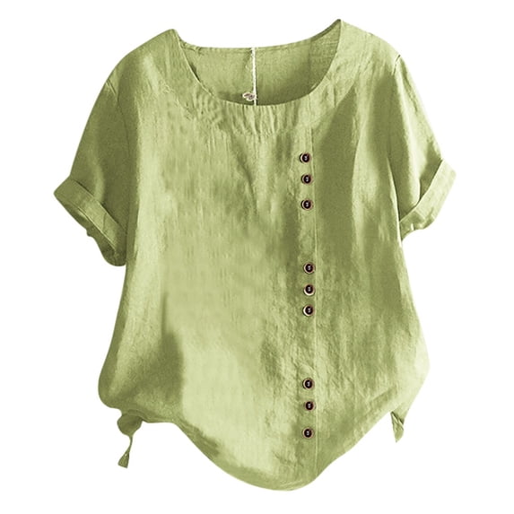MSJUHEG Linen Shirt for Women Summer Gauze Button Down Shirts for Women Plus Size Linen Tops Linen Clothes Tunic Top Boho Linen Tops Gauze Shirts Tops for Women Trendy Summer Green 5xl