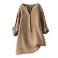 thumbnail image 1 of MSJUHEG Linen Tops Women Gauze Button Down Shirt Gauze Shirts Tunic Top Cotton Gauze Shirt Peasant Tops for Women Boho Flowy Top Summer Shirts for Women Coffee 2xl, 1 of 3